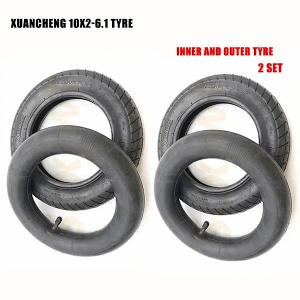10x2 10 tums elektriska skoterhjul Däck 10X2-6.1 Ytterdäck Innerslang för Xiaomi Mijia M365 Pro Pro2 1S Tillbehör 10*2-6.1 XUANCHENG Set x2