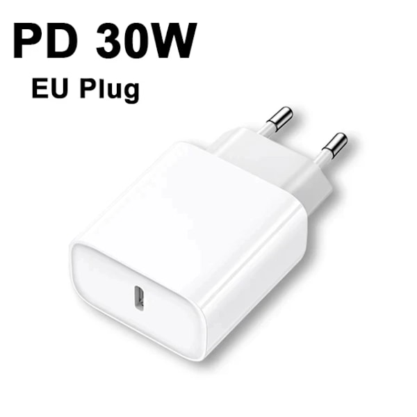 Original 30W Snabbladdare För APPLE iPhone 15 14 13 12 11 Pro Max USB-C Snabbladdning X XS XR 7 8 Plus Kabel Telefontillbehör EU Plug