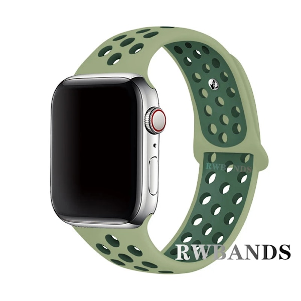 Sportarmband för Apple Watch Band 46mm 44mm 40mm 42-38-41mm 45mm Andningsbart Armband iWatch Series 10 9 8 7 6 SE 5 3 Ultra 2 49mm 29spruce fog green 42 44 45 49-46mm M-L