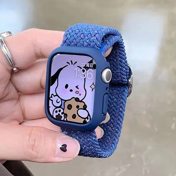 Koreanska Söt Braied Rem Case För Apple Watch Band 49Mm 41Mm 45 44 38 42 Nylon Armband För Iwatch Serie 9 8 7 6 5 4 3 Se 40 Starlight blue For Series456SE 40MM
