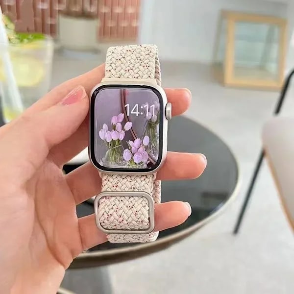 Koreanska Söt Braied Rem Case För Apple Watch Band 49Mm 41Mm 45 44 38 42 Nylon Armband För Iwatch Serie 9 8 7 6 5 4 3 Se 40 Black For Series456SE 44MM