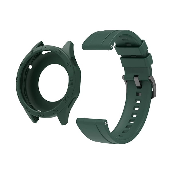 Silikonarmband för Huawei Watch GT4 GT5 46mm Ersättningsarmband + Skyddsfodral Dark Green Bundle Huawei GT4 GT5 46mm
