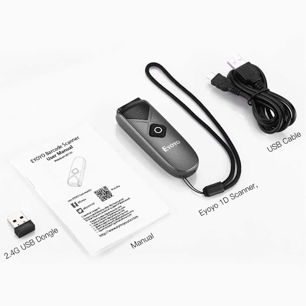 Eyoyo EY-015 Mini Stregkodsläsare USB Trådbunden/Bluetooth/ 2.4G Trådlös 1D 2D Skanner QR PDF417 EAN13 Data Matrix Stregkodsläsare EY-015