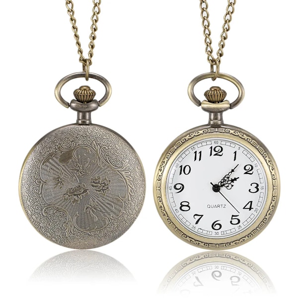 Elegant mode vintage watch Legering romersk siffra Dual Time Display Klocka Halsband Kedja Klockor pojke flicka Födelsedagspresenter Transparent Numbers