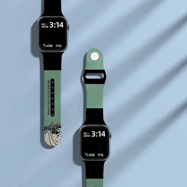 Silikone Rem För Apple Klocka Band 44Mm 45Mm 49Mm 41Mm 40Mm Lyx Varumärke Design Armband Iwatch Serien 3 6 7 8 9 Se Ultra. green 38-40-41MM