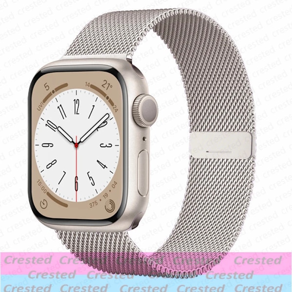 Milanese Loop Armband för Apple Watch Band 44mm 40mm 45mm 41mm 49mm 46 42mm correas armband iWatch serie 3 6 se 7 8 9 ultra 2 10 starlight S10-42mm 38 40 41mm