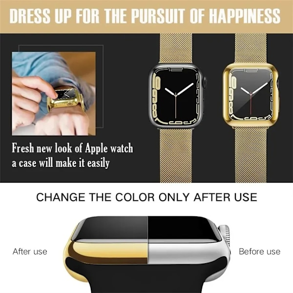 TPU-skal för Apple Watch Series 9 8 7 6 5 4 3 SE 41mm 45mm 42-44mm-40mm skärmskydd Tillbehör för Apple Watch armband Pink gold 45mm series 9-8-7
