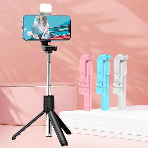 Xiaomi Bluetooth Selfie Stick Stativhållare Med Fjärrkontroll Fyllnadsljus Utdragbar Trådlös Fjärrkontroll Infällbart Telefonstativ White