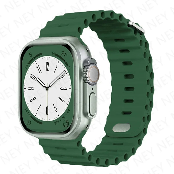 Ocean armband för Apple Watch Ultra 2 Band 49mm 9 8 7 45mm 41mm Silikonarmband Armband iWatch 6 5 4 3 SE 44mm 40mm 42mm band 7 green 42mm 44mm 45mm 49mm