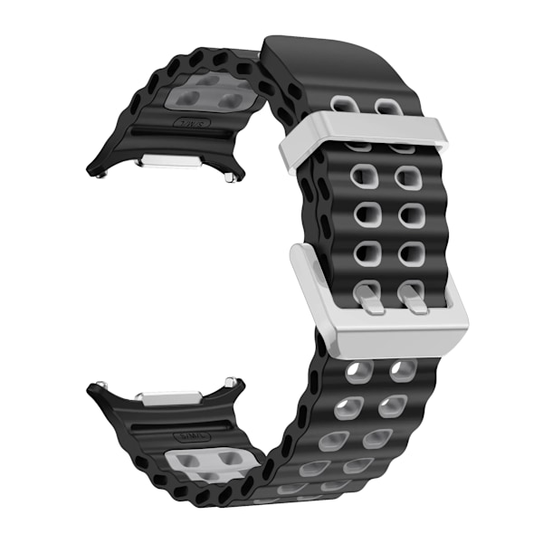 NYTT marint silikonarmband för Samsung watch ultra 47mm Armband utan glipor Sport tvåfärgat band för Galaxy 7 ultra klockarmband Black Gray-S Galaxy Watch 7 Ultra