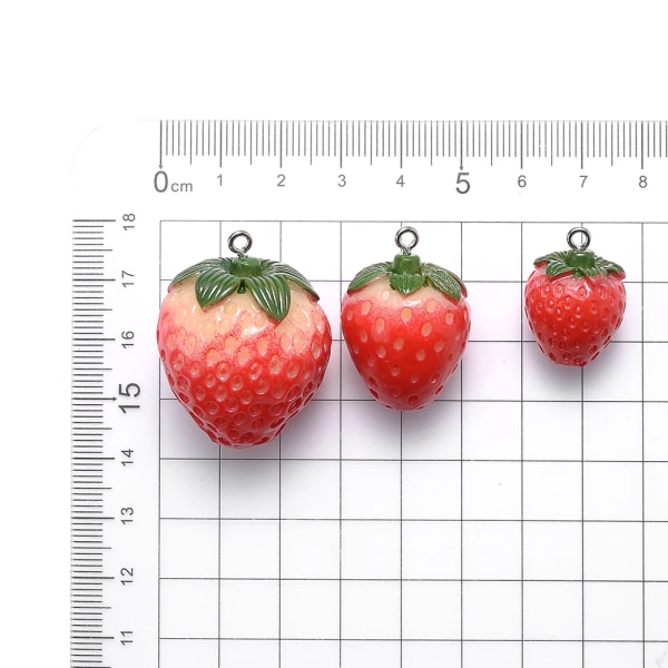 5 st 5 storlek Strawberry Charms Röd Harts Berlocker Hänge för smycken Tillbehör DIY Örhänge Halsband Tillbehör 31x21mm