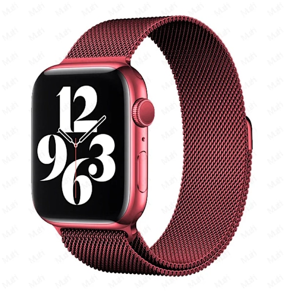 Milanese Loop för Apple Watch armband 44mm 40mm 45mm 41mm 42-38-44mm rem ultra 2 49mm metallarmband iwatch series 9 8 7 6 SE 5 4 3 rose red 18 41mm-40mm-38mm