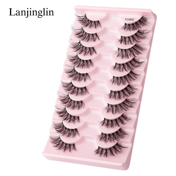 Half Eey Lashes 3/5/10 Par Nya Faux Mink Lashes Naturliga Falska Ögonfransar Wispy Fluffig Ögonfrans Extension Makeup Halv Lashes Verktyg 5pairs-1008