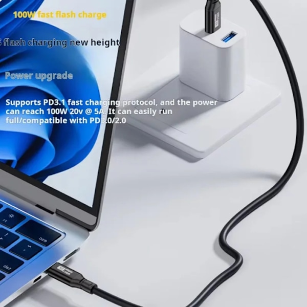 USB C till C 100W 5A PD Snabbladdningskabel 20Gbps USB3.2 Gen2x2 8K 4K Videoutgångskabel för Laptop Surfplatta Mobiltelefon Hårddisk 100W 20Gbps 1m