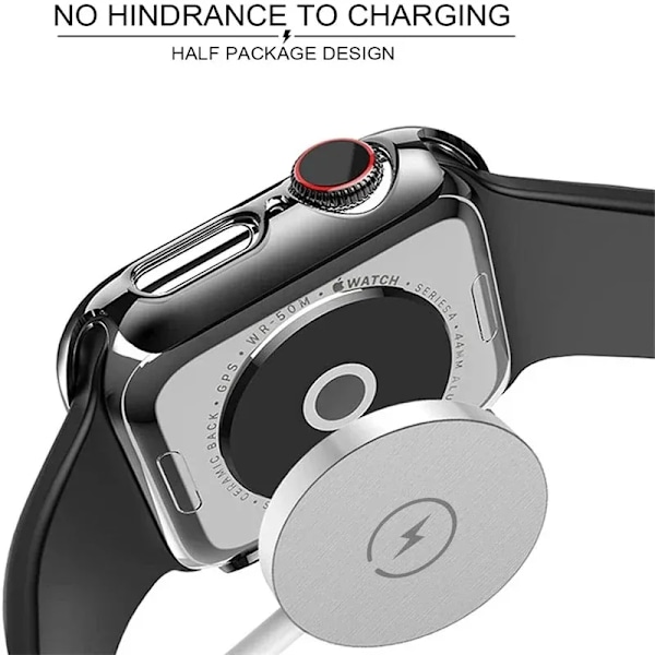Härdat Glas + Skal för Apple Watch 10 46mm 42mm Ultra 2 49mm Skärmskydd Fodral iWatch 9 8 7 6 5 SE 45mm 41mm 44/40mm Skal Transparent Series 7 8 9 45MM