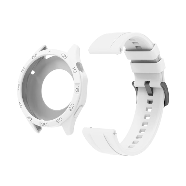 Silikonarmband för Huawei Watch GT4 GT5 46mm Ersättningsarmband + Skyddsfodral White Bundle Huawei GT4 GT5 46mm