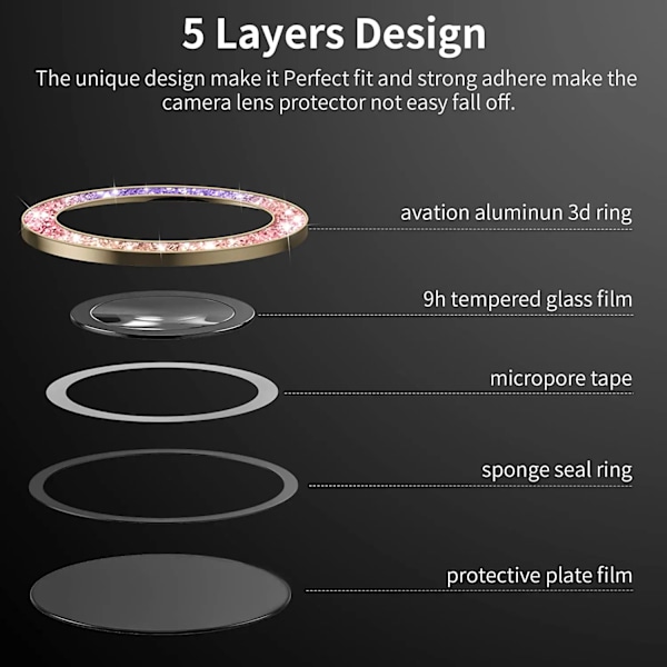 Lämplig För Samsung Galaxy S25Ultra S23 S24 Ultra S24 Plus S22Ultra Diamant Glänsande Färgglad Mobiltelefon Linsskyddsfilm Black For Samsung S24