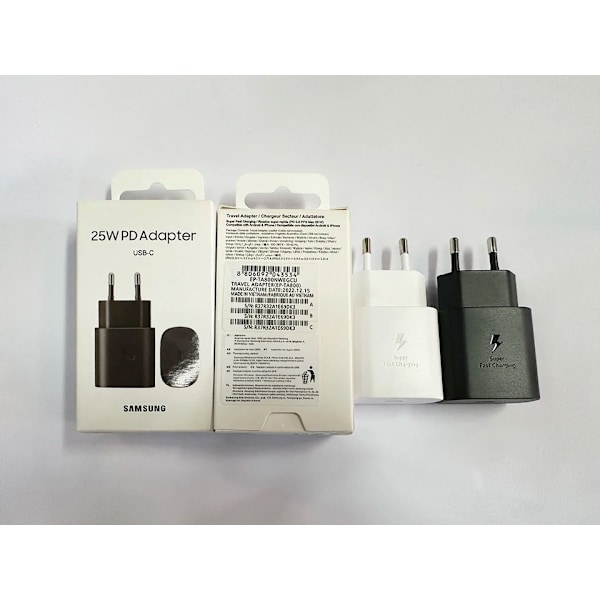 Original Samsung 25W Laddare PD ny Chargeur Galaxi Z Fold 6 5 Z Flip 4 S25 S24 S23 A05s A54 A24 A23 M54 M13 M22 M32 M53 only charger Black EU Plug