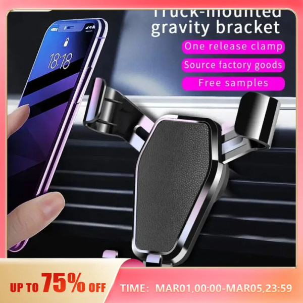 Bilmobiltelefonfäste Automatiskt multifunktionellt billuftuttag Gravity Navigationsfäste Universal Mobiltelefonfäste Black