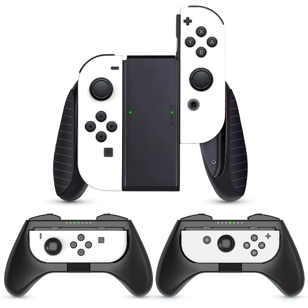 Kompatibel med Nintendo Switch/Switch OLED Joy-Con, 3 i 1 Slitstarkt Game Switch Controller Handle Case Kit Black