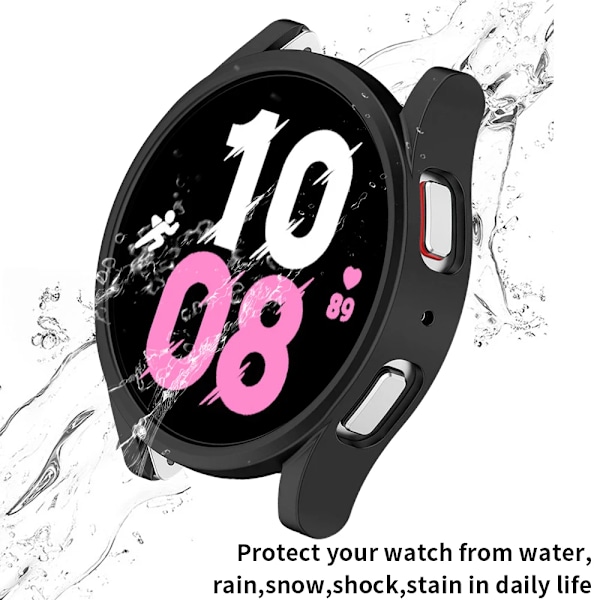 Härdat Glas+Skal för Samsung Galaxy Watch 4/5/6 44mm 40mm Skärmskydd Stötfångarskal Hårt Matt Allround Skyddande Fodral Yellow leopard Galaxy Watch 4 44mm