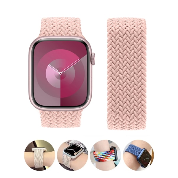 Armband för Apple Watch 44mm Band 45mm 42mm 40mm 38mm 41mm Ultra 49mm Flätad Solo Loop Armband correa iwatch Series 9 SE 8 7 6 5 Blueberry S