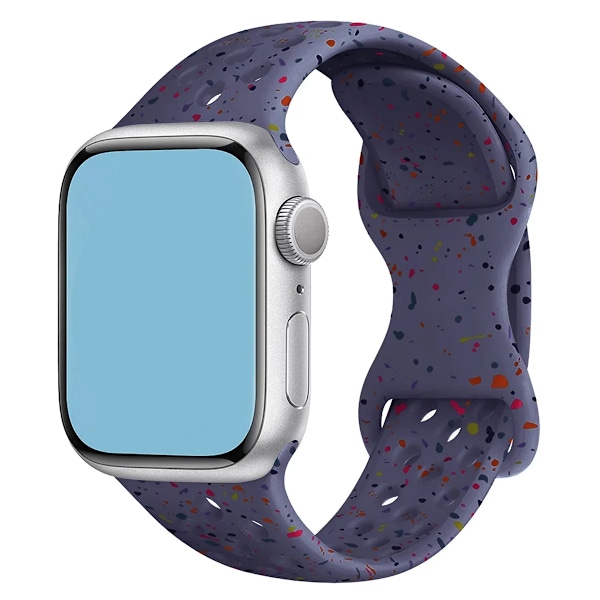 Silikonband För Apple Watch Rem Ultra 2 49Mm 42Mm 45Mm 44Mm 41Mm Färg Partiklar Armband För Iwatch-Serien 9 8 7 6 5 Se 43 grey blue 38mm 40mm 41mm