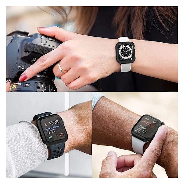 Härdat Glas+Skal för Apple Watch 45mm 41mm 40mm 44mm 42mm 46mm Skyddande Skal PC Stötfångarram För iWatch 10 SE 9 8 7 6 5 4 Black 46mm Series 10
