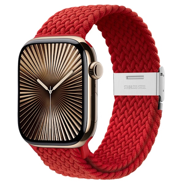 Armband för Apple Watch 46mm 45mm 44mm 49mm 40mm 41mm 42mm Flätad loop correa armband iWatch serie 10 8 9 7 5 se 6 4 Ultra Red 38 40 41 S10-42 mm