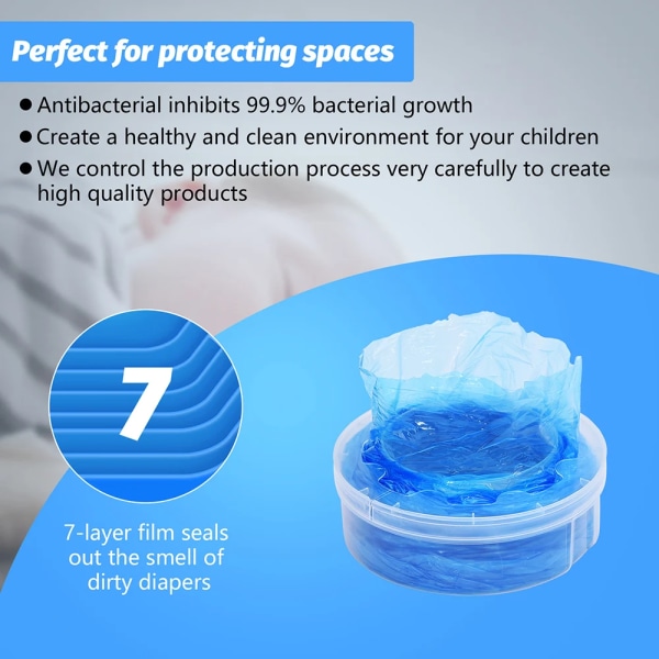Bady Diaper Refillpåsar för Twist & click För Sangenic blöjhinkar Nedbrytbar sopor Plastsoppåse för avfallsersättning 12pcs refill bag