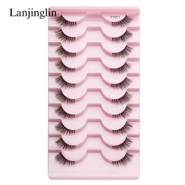 Half Eey Lashes 3/5/10 Par Nya Faux Mink Lashes Naturliga Falska Ögonfransar Wispy Fluffig Ögonfrans Extension Makeup Halv Lashes Verktyg 10pairs-Y10011