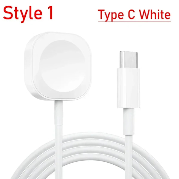 Magnetisk trådlös klockladdare för Apple Watch Series 10 S9 8 7/ 6 5 5 4 3 Se Ultra Laddare Type-C Usb Två gränssnitt Valfritt Type C White