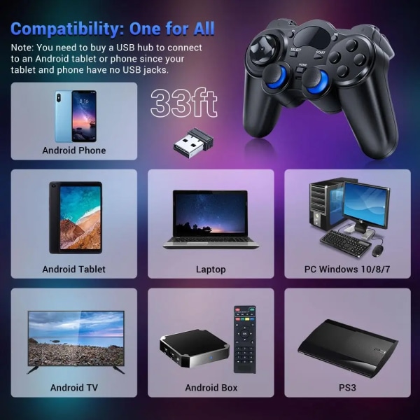 1/2 st 2,4G trådlös handkontroll Gamepad PC Joystick Controle för Android-telefon Smart TV Box för P3-tillbehör 1 pc