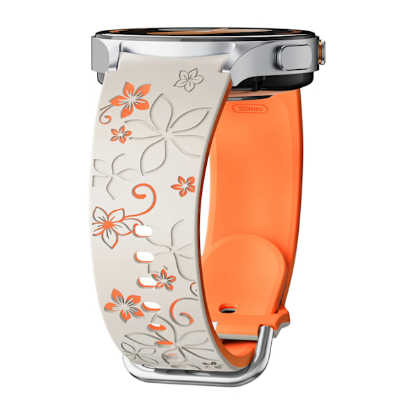 Graverat silikonarmband för Samsung Galaxy Watch 7 FE/6 4 Classic/5 Pro 45 Utan Glipor Sportarmband Galaxy Watch 7 Armband 44mm 40mm Starlight-orange Galaxy Watch5 40mm