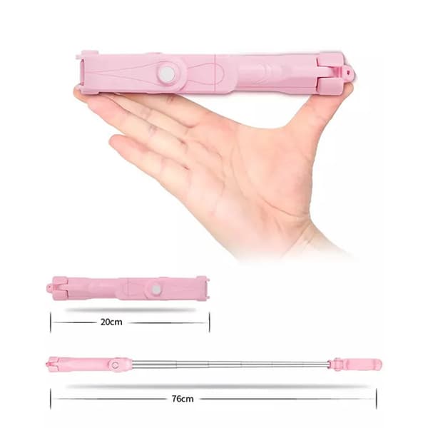Bluetooth Selfie Stick Roreta 3 i 1 Trådlös Vikbar Mini Stativ Expanderbar Monopod med Fjärrkontroll för iPhone IOS Android WHITE