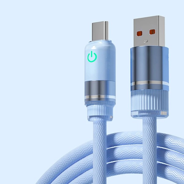 Max 100W 6A USB-C Supersnabb Laddningskabel Kraftig Nylonfläta USB till Typ C För Samsung Xiaomi Redmi Huawei OPPO VIVO Oneplus Blue 1m