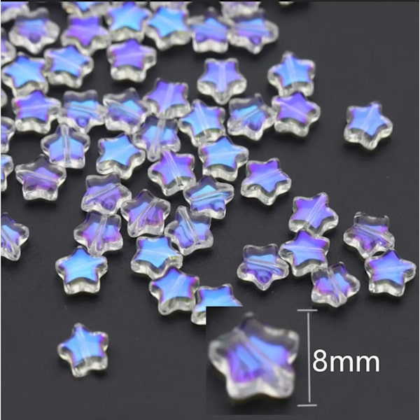 50 st färg stjärnpärlor 8 mm tjeckiskt glas löst mellanlägg för smyckestillverkning Hårnål Handgjorda gör-det-självtillbehör Spark purple 50pcs