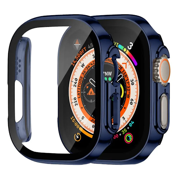 Skärmskydd för Apple Watch Fodral Ultra 2 49mm tillbehör Skydd Härdat glas iWatch serie 9 8 SE 7 4 45mm 41mm 44mm 40mm Matte blue 41mm Series 7 8 9