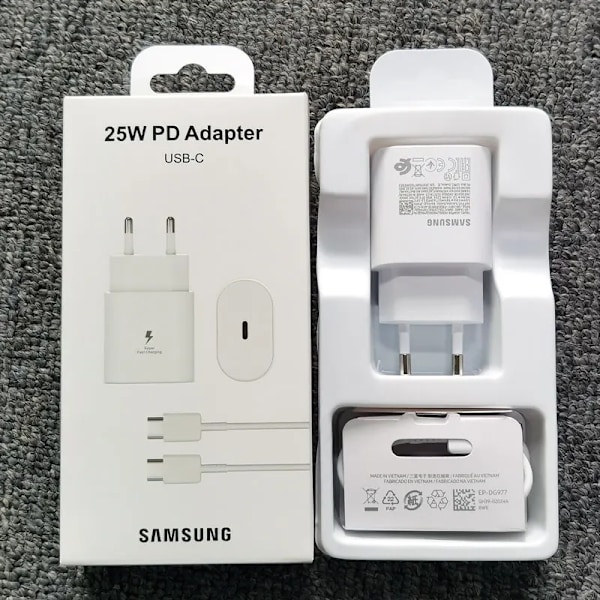 Samsung A15 A25 A35 A55 A54 A73 25W PD Laddare Supersnabb Laddningsadapter För Galaxy S24 S23 S22 S21 S20 Note 20 Ultra 10 Plus FE White-With 3A Cable