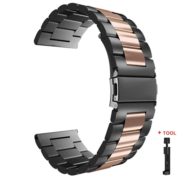 22mm 20mm Armband för Samsung Galaxy 7 6 5 4 40/44mm 6Classic Gear S3 Active2 Rostfritt Stål Armband för Huawei GT3 4Pro Amazfit black rose gold 22mm