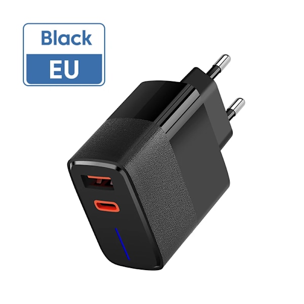 Elough 100W Snabbladdare USB LED Laddare PD Snabbladdning 5.0 USB Typ C Laddare Adapter För iPhone Max Samsung Xiaomi Huawei black EU