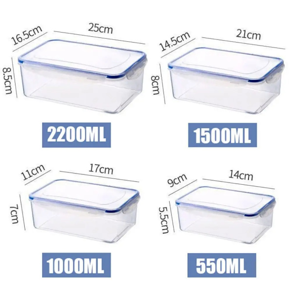 Förseglad Rektangulära Kylskåp Förvaringslåda Med Lod Plast Trasparent Crisper Food Containers Stackable Microw 1500ml 1pc
