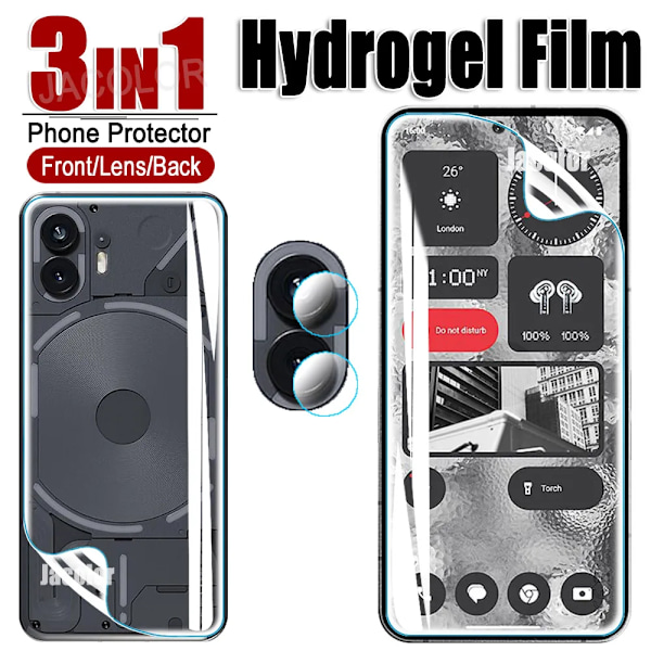 3 I 1 Hydrogel Film För Nothing Phone (2) Two A065 (1) A063 Skärmskydd+Baksida Gel Film+Kameralins Glas För Nothing Phone2 For Nothing Phone 2