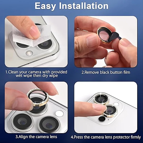 Kameraskydd för iPhone 11 12 13 14 15 Pro Max Mini 9H Härdat Glas Skärmskydd Film 14/15 Plus Metallring Red 11Pro 12Pro(3PCS)