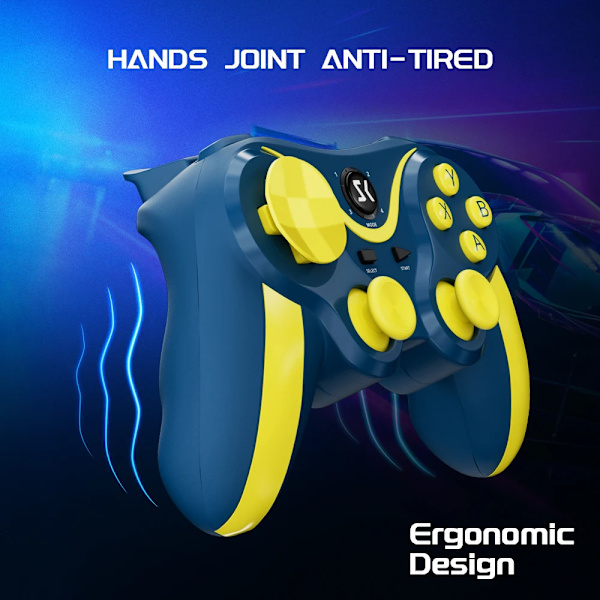 Mobile Game Controller för Android/iOS/PC Windows, Support Key Mapping Mobile Gamepad Kompatibel med iOS Android iPad Tablet Blue