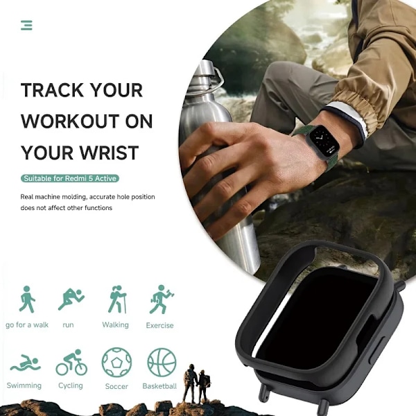 Fullständigt skyddsfodral för Redmi Watch 5 Lite/Active, stötfångarskal & härdat glas för Redmi Watch 5 Lite/Active Clear Redmi Watch 5 Lite