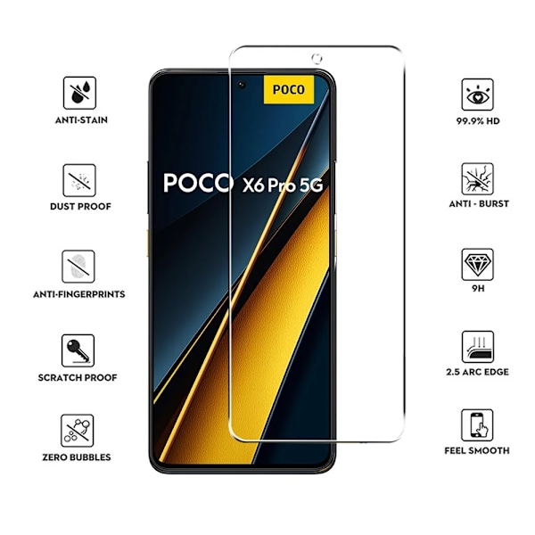 4 st Härdat Glas För POCO X6 X7 X5 X4 X3 F7 F6 F5 GT Pro Skärmskydd För POCO M6 M5 M3 Pro 5G C65 C40 Skyddsglas For POCO X3 NFC 4PCS