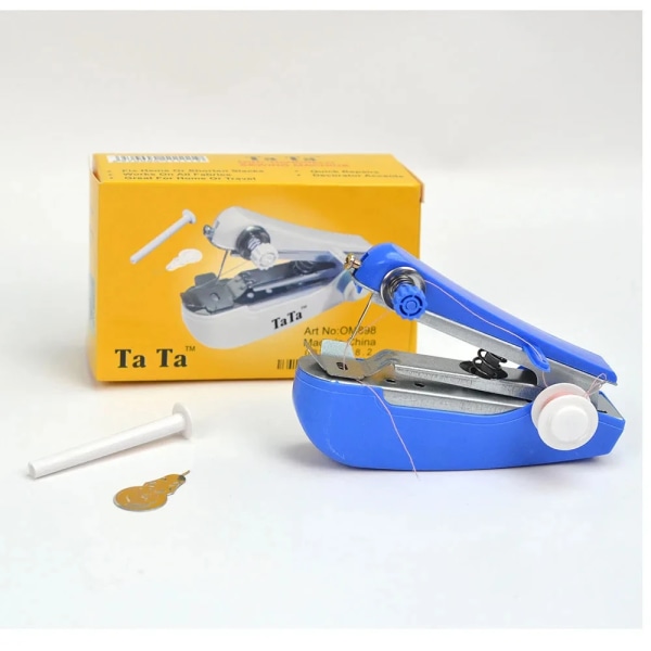 Mini Machine à Coudre Manuelle Portable Sans Fil, Utile pour le Bricolage, les Vêtements Ménagers, le Cuir, les Outils et Accessoires Blue