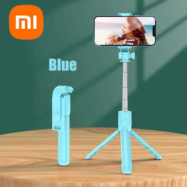 Xiaomi Bluetooth Selfie Stick Stativhållare Med Fjärrkontroll Fyllnadsljus Utdragbar Trådlös Fjärrkontroll Infällbart Telefonstativ Blue