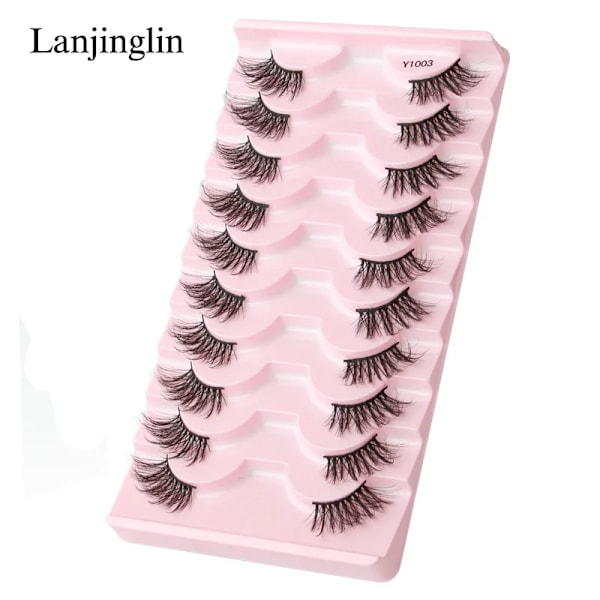 Half Eey Lashes 3/5/10 Par Nya Faux Mink Lashes Naturliga Falska Ögonfransar Wispy Fluffig Ögonfrans Extension Makeup Halv Lashes Verktyg 5pairs-1001